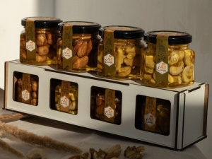 Цветочный НАБОР из 4х шт (мед МИНИК 6-гран 150г)