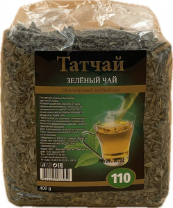 ТАТЧАЙ  №110 Ko'k choyi ЗЕЛЕНЫЙ крупнолистовой 200гр  м/у (40шт./кор)