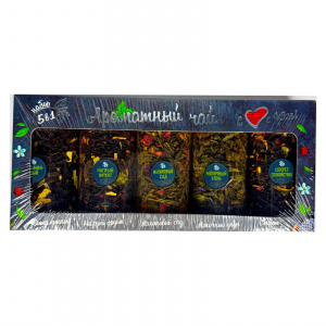 Подарочный чайный набор в бутылках 5в1 ЧЕРНЫЙ 190гр*40шт в уп (арт.772)