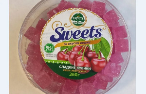 Сладкие кубики ВИШНЯ тарелка 360 г  упак*24