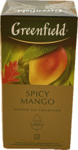 Чай Гринфилд  25пак СПАЙСИ МАНГО(ОЛОНГ/ИМБИРЬ/МАНГО)зелен.*10