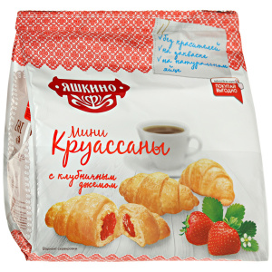 Мини-круассаны Яшкино 180г с Клубничным джемом