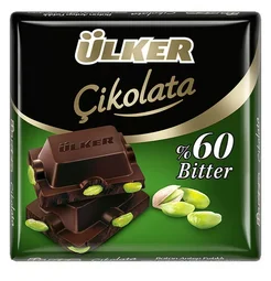 Шоколад Ulker темный 60% с фисташкой 65 гр 1/6 01576-05
