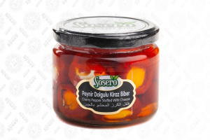 Перец красный "Черри" Sosero фаршированный сыром 290 гр 1/12 (стекло)