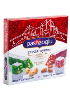 Рахат-Лукум "Pashaoglu" 300 г гранат с миндалем и киви с фундуком 1/20