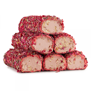 Лукум сарма малина с фундуком в  леп.роз (SARMA - LÜX GÜL YAPRAKLI FRAMBUZLI FINDIKLI D436)