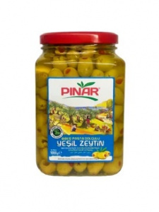 Оливки "Pinar" 1,6 кг с перцем (стекло) 1/6