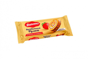 Рул.биск. Яшкино Клубничный со сливками 200г/14