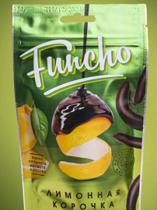 Funcho 100 г Лимонная корочка в темной кондитерской глазури 1/12