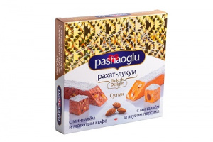 Рахат-Лукум "Pashaoglu" 300 г "Султан" с миндалем со вкусом персика и с миндалем и кофе 1/24