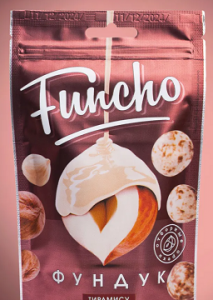 Funcho 100 г Драже Фундук в белой кондитерской глазури тирамису 1/18