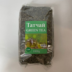 ТАТЧАЙ  №110 Ko'k choyi ЗЕЛЕНЫЙ крупнолистовой 1000гр  м/у (8шт./кор)