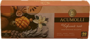 Чай Acumolli (Акумоли) черн. Экзот.ас. 25пак*36 (соусеп, маракуйя, ваниль/кокос, манго, ананас)