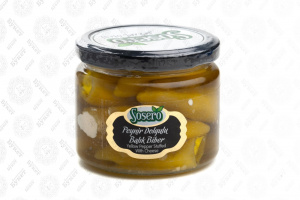 Перец острый желтый Sosero фаршированный сыром 290 гр 1/12 (стекло)