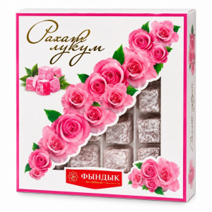 Рахат-лукум "Фундук" 300 гр с лепестками розы упак*24шт