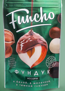 Funcho 100 г Драже Фундук ассорти в белой, в молочной и в темной кондитерской глазури1/18