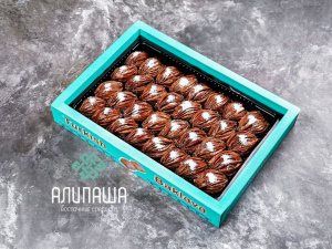 Пахлава "Мидия"шоколадная с нач.из дробл. грецкого ореха и нежным каймаком (32 шт. 2000 гр)